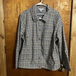 C.J. Banks Yellow Black Plaid Jacket Womens 1X Snap Button Front